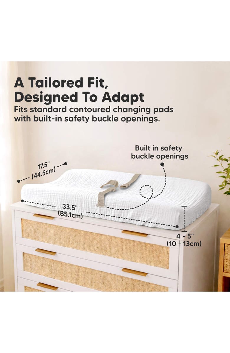 KeaBabies 2-Pack Lyra Muslin Changing Pad Covers, Alternate, color, Soft White