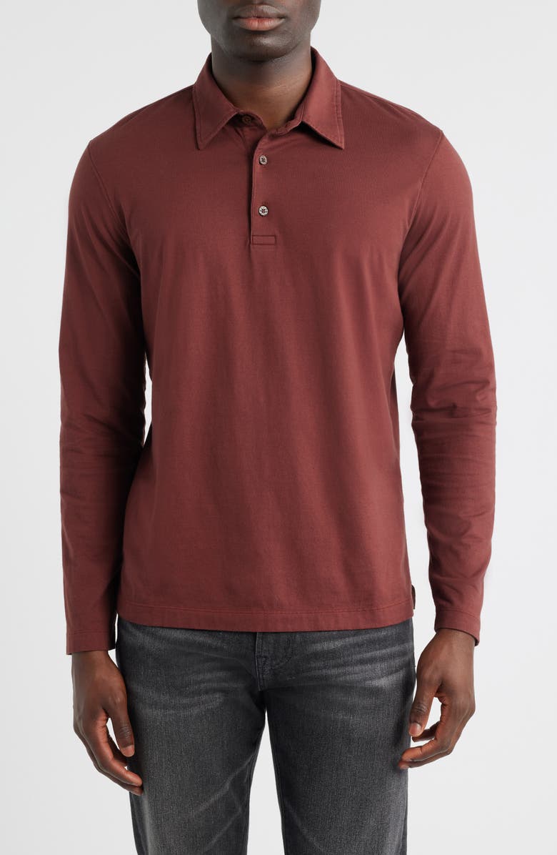 AG Bryce Long Sleeve Polo, Main, color, Cranberry