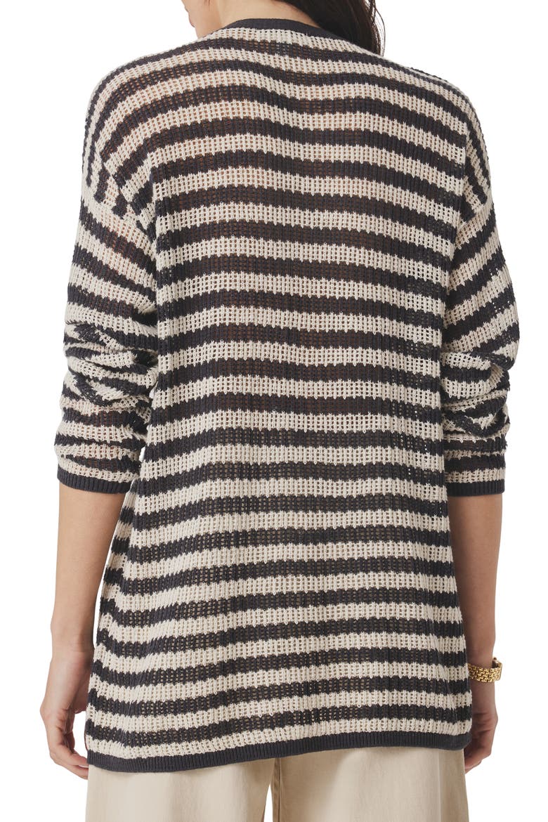 Yasmine Striped Cardigan, Alternate, color, LEAD/NATURAL