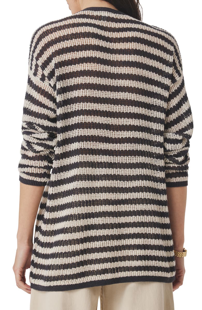 Splendid Yasmine Striped Cardigan, Alternate, color, Lead Grey/ Natural