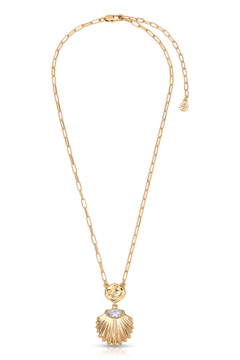 Scallop Pendant Necklace, Main, color, GOLD