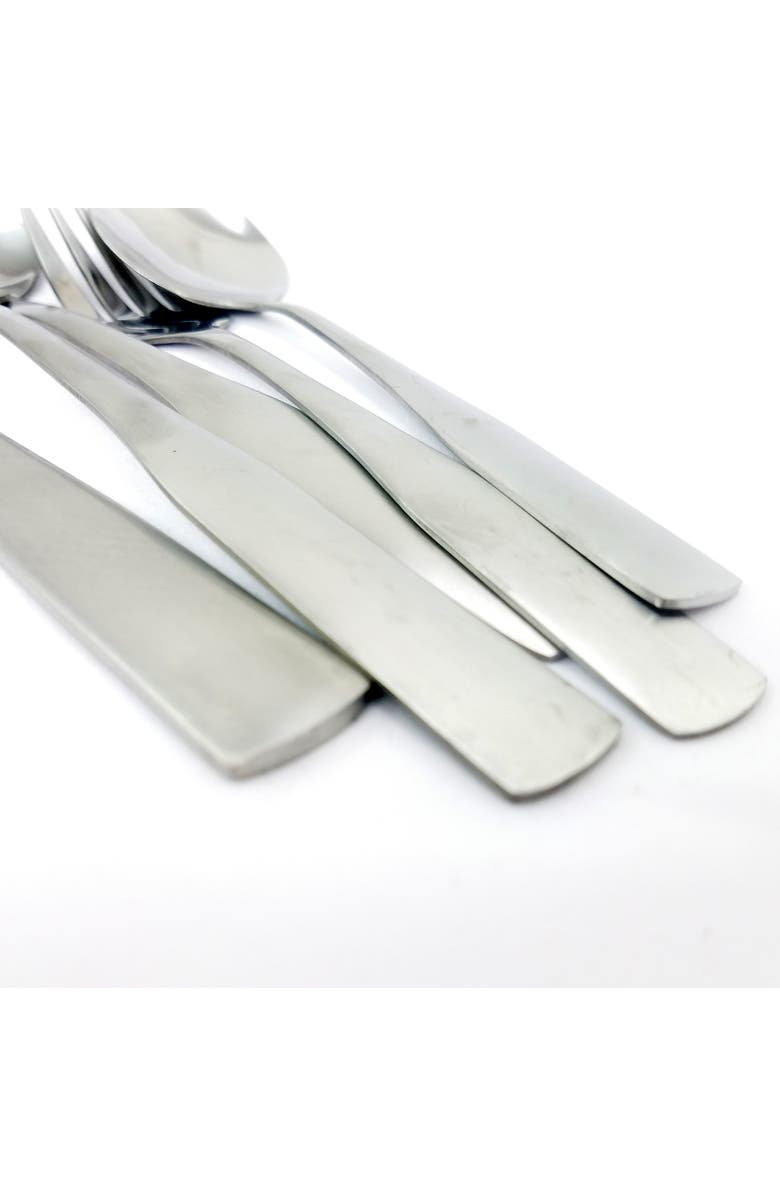 Gibson Home Abbeville 61 Piece Stainless Steel Flatware Set with Wire Caddy, Alternate, color, Metallic Silver