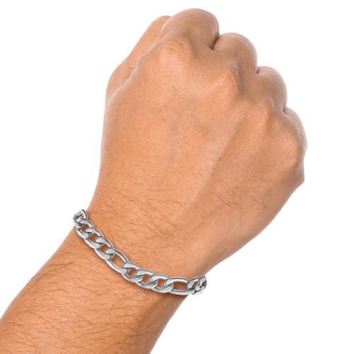 Lucky Brand Stainless Steel Figaro Chain & Bracelet Set