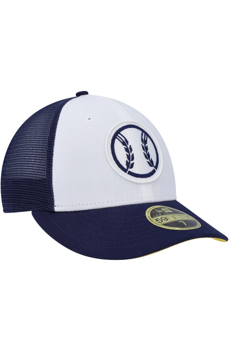New Era Men's New Era White/Navy Milwaukee Brewers 2023 On-Field Batting Practice Low Profile 59FIFTY Fitted Hat, Alternate, color, White