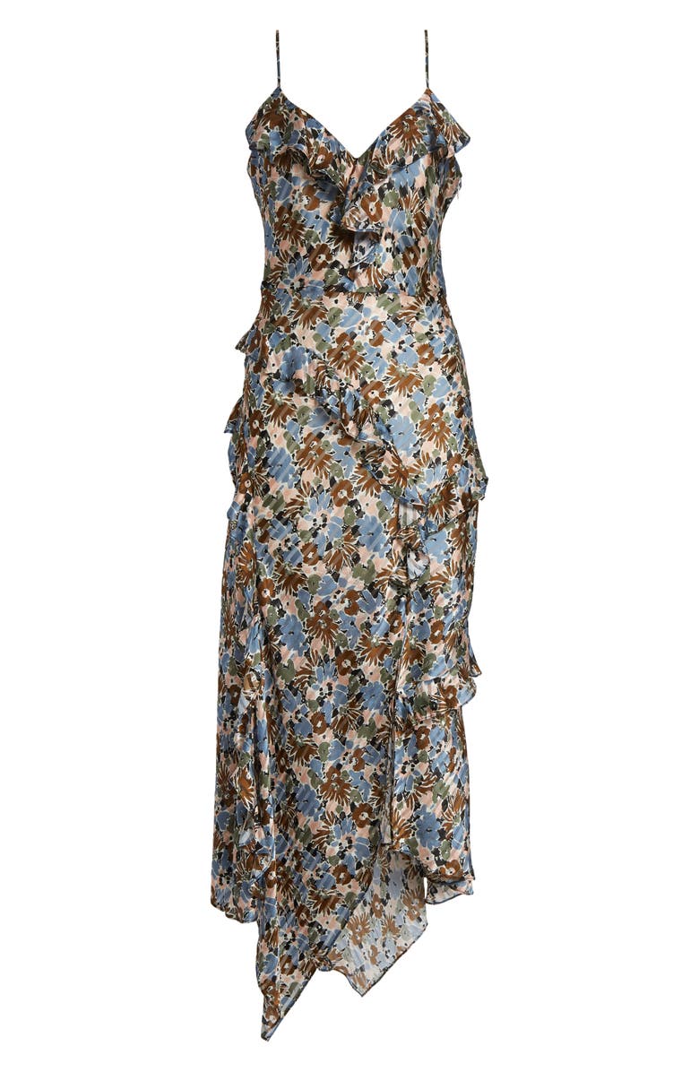 Veronica Beard Avenel Floral Asymmetric Hem Silk Dress, Alternate, color,