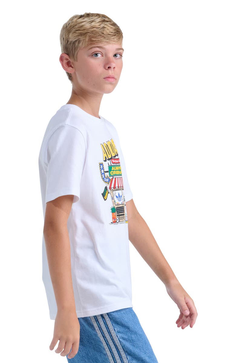 adidas Originals Kids' Shoe Shop Graphic T-Shirt, Alternate, color, White