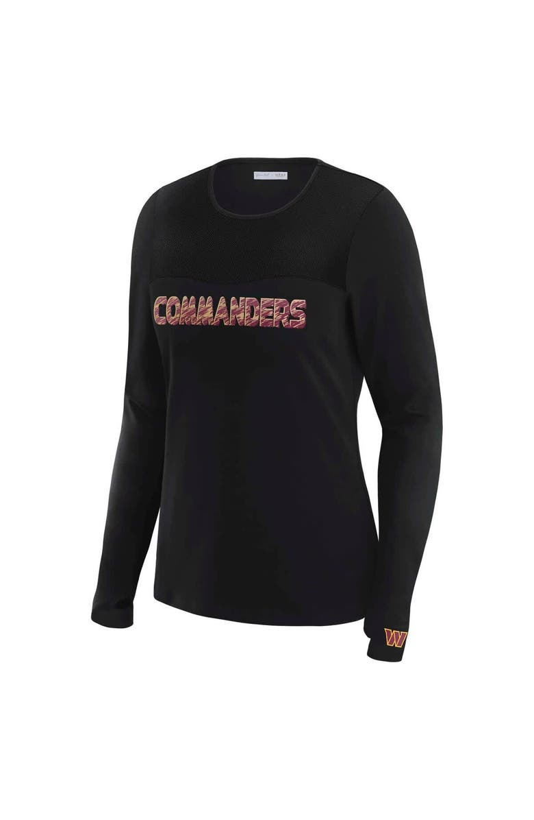 WEAR by Erin Andrews Women's WEAR by Erin Andrews x Gracie Hunt Black Washington Commanders Mesh Panel Long Sleeve T-Shirt, Alternate, color,