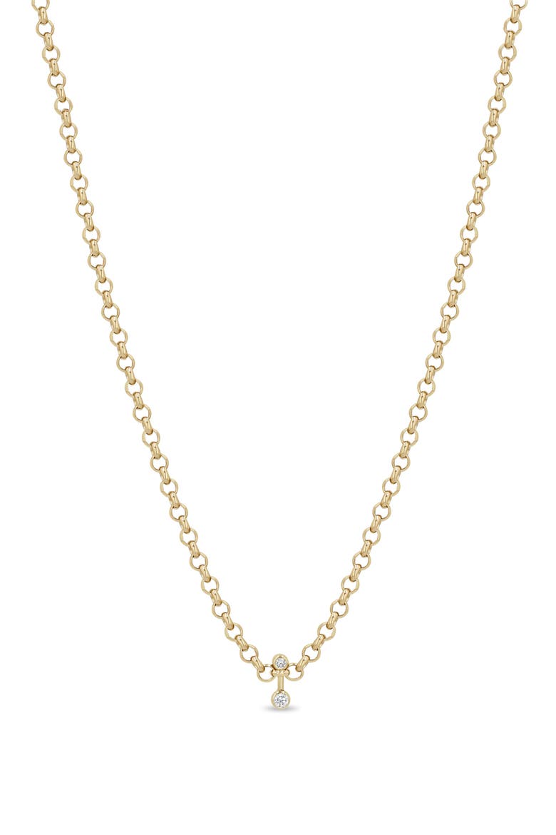 Diamond Pendant Rolo Chain Necklace, Main, color, 14K YELLOW GOLD