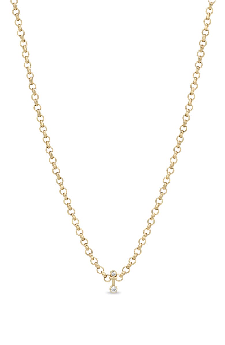 Zoë Chicco Diamond Pendant Rolo Chain Necklace, Main, color, 14K Yellow Gold