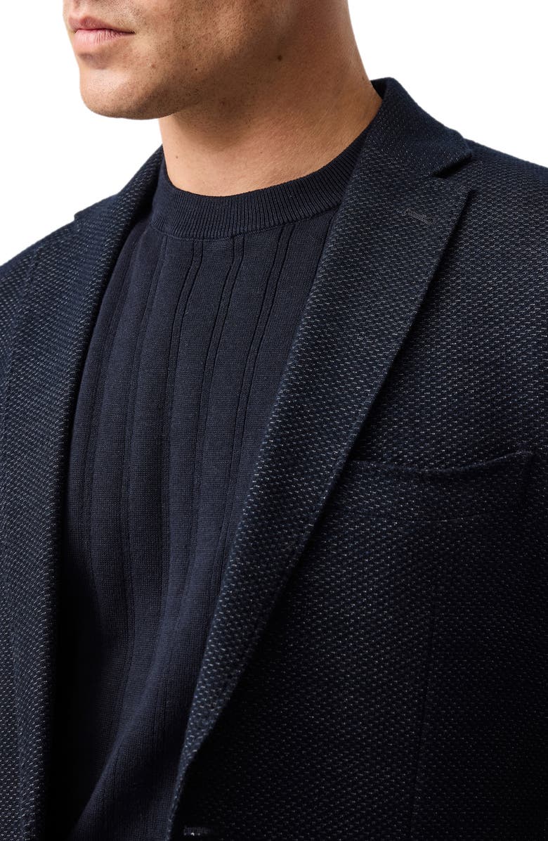 Rodd & Gunn Canning Street Short Sleeve Stripe Cotton & Hemp Crewneck Sweater, Alternate, color, Midnight