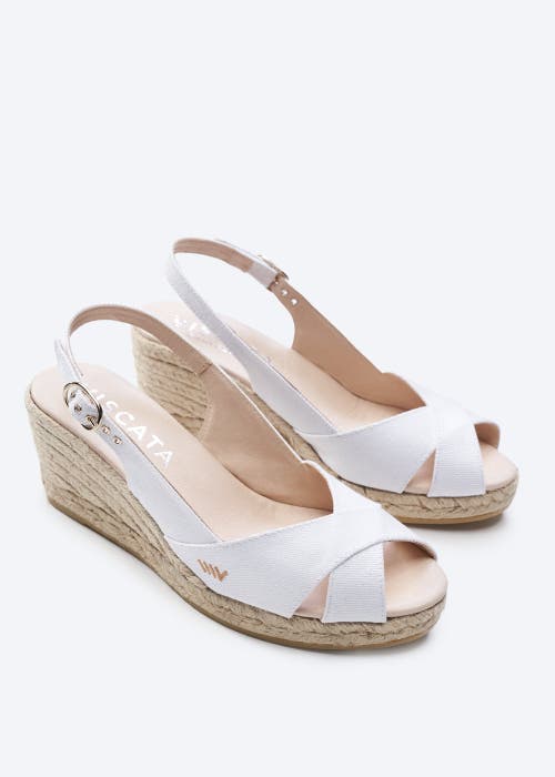 Viscata Llansa Canvas Espadrille Sandal Wedges In White