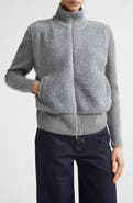 Herno Mixed Media Wool Rib & Curly Fleece Cardigan