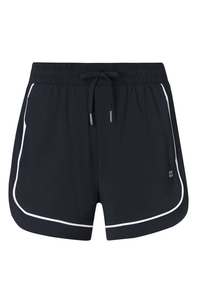 Sweaty Betty Explorer Track Piped Shorts, Alternate, color, Black