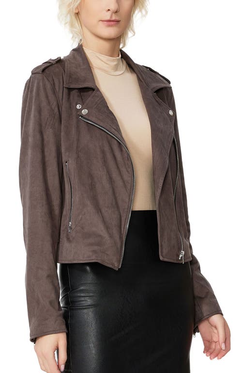 Kimi & Kai Willa Faux Suede Moto Jacket In Brown