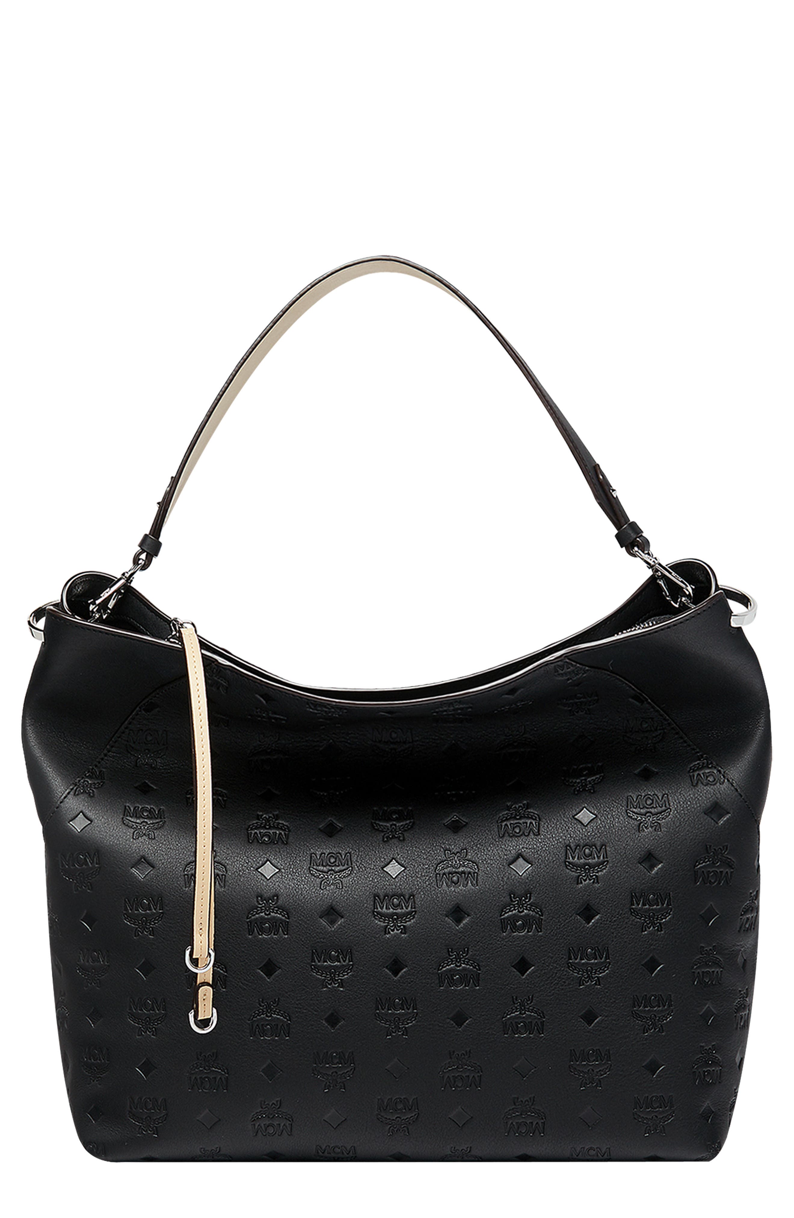 MCM Large Klara Monogram Leather Hobo, Main, color, 