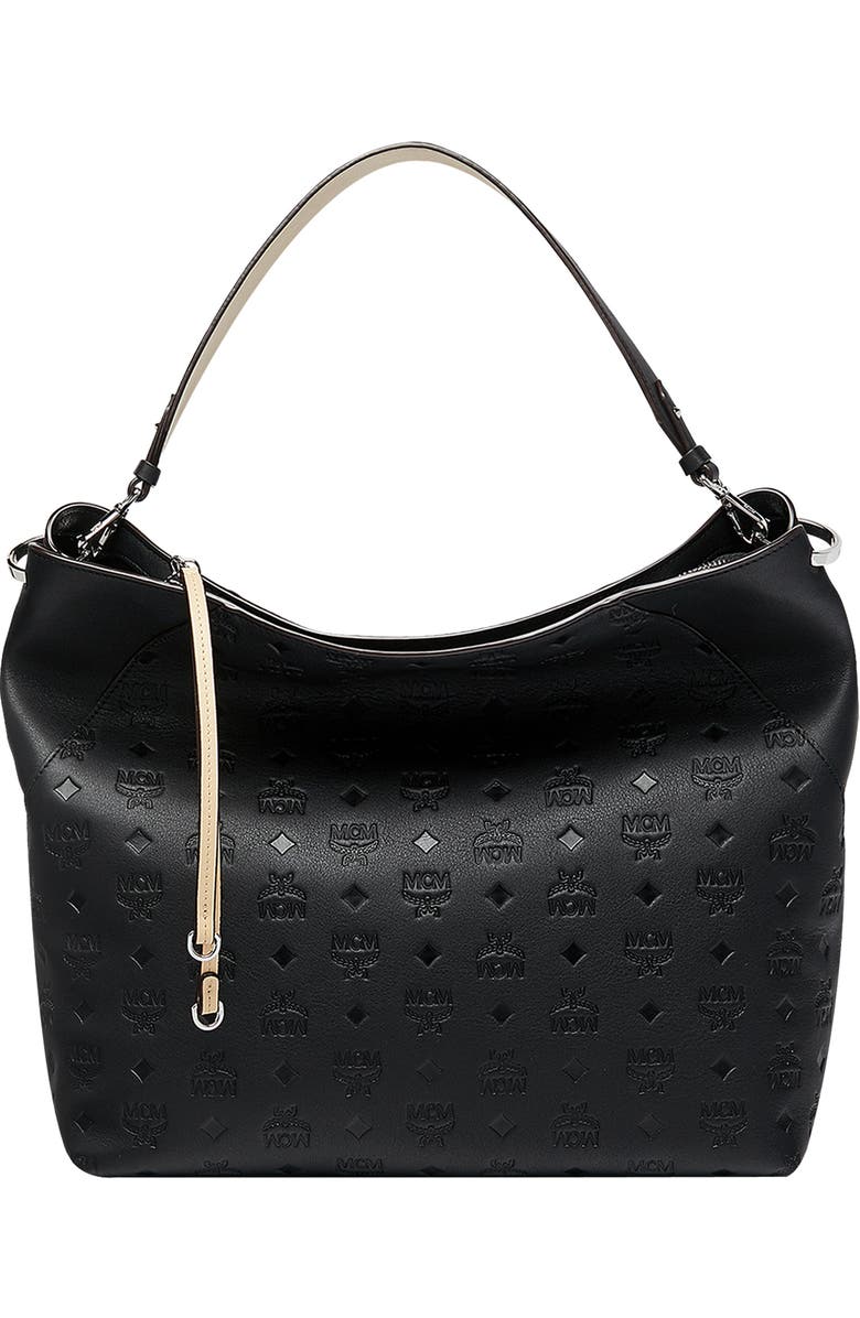 MCM Large Klara Monogram Leather Hobo, Main, color,