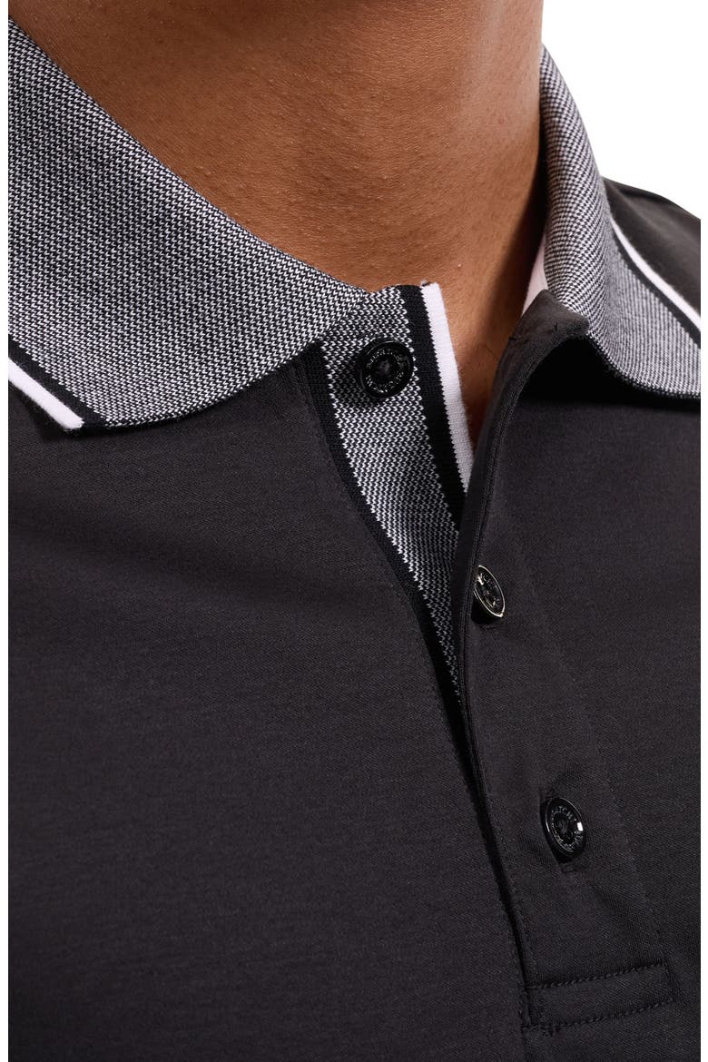 Tipped Pima Cotton Piqué Polo, Alternate, color, BLACK