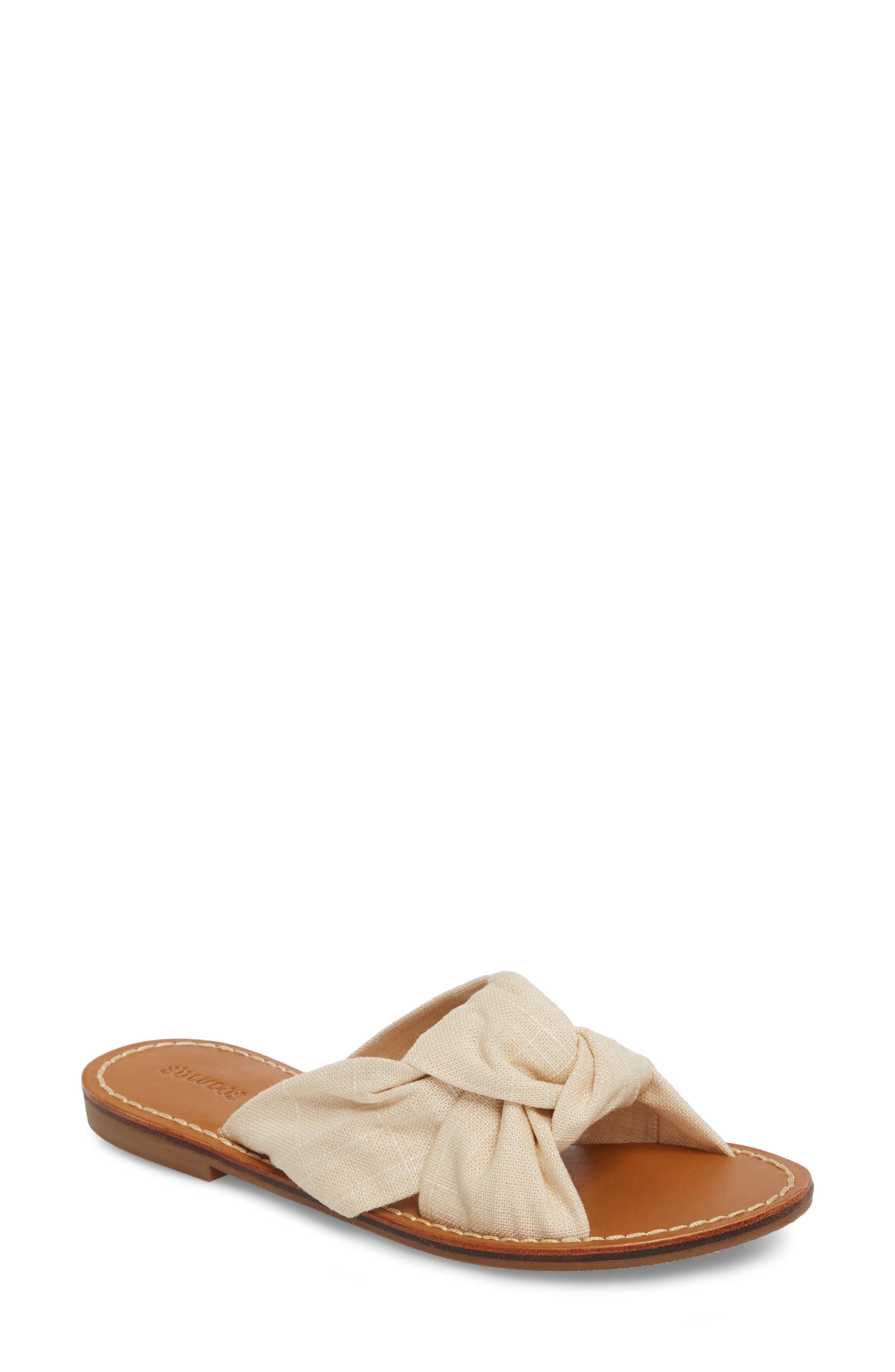 Knotted Slide Sandal, Main, color, BLUSH FABRIC
