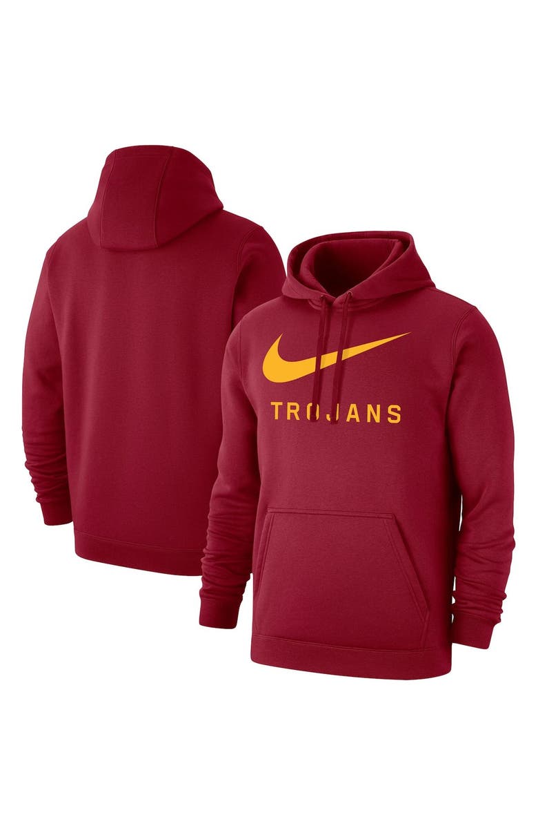 Nike Men's Nike Cardinal USC Trojans Big Swoosh Club Pullover Hoodie, Main, color, 