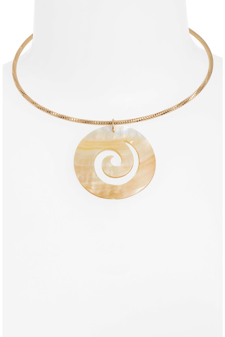 Ibiza Mother-of-Pearl Pendant Choker Necklace, Alternate, color, GOLD