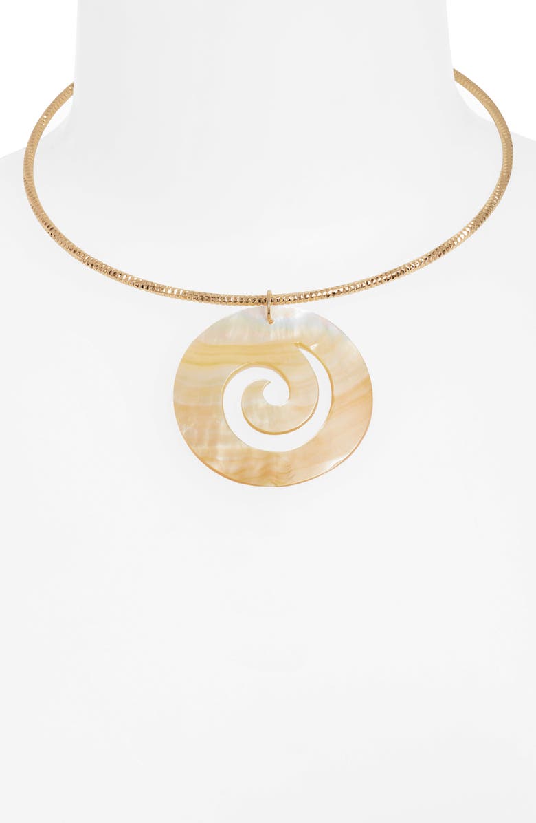 FRASIER STERLING Ibiza Mother-of-Pearl Pendant Choker Necklace, Alternate, color, Gold