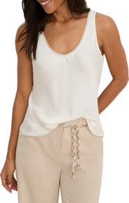 NIC+ZOE Lace Trim Satin Tank