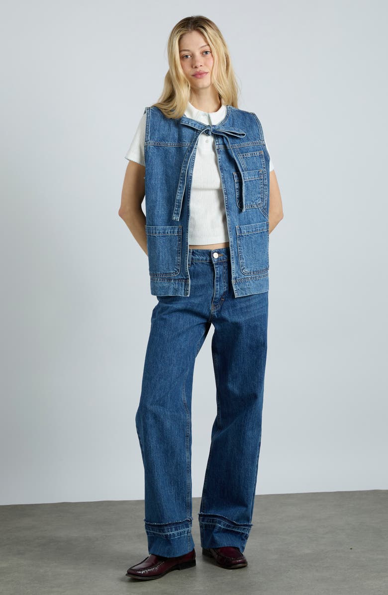 Damson Madder Milly Tie Front Denim Vest, Alternate, color,