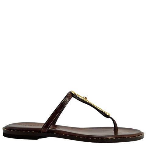 Leather Flat Hammered Link Sandal