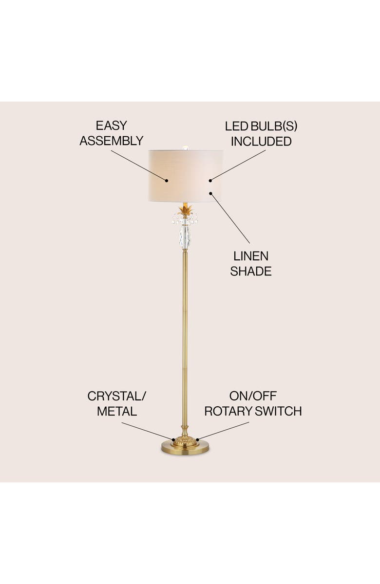 JONATHAN Y Adalyn Crystal / Metal LED Floor Lamp, Alternate, color, Clear/Brass Gold