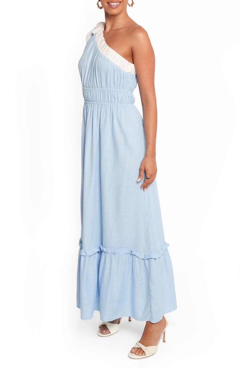 Petal & Pup Gilda One-Shoulder Maxi Dress, Alternate, color, Blue/ White
