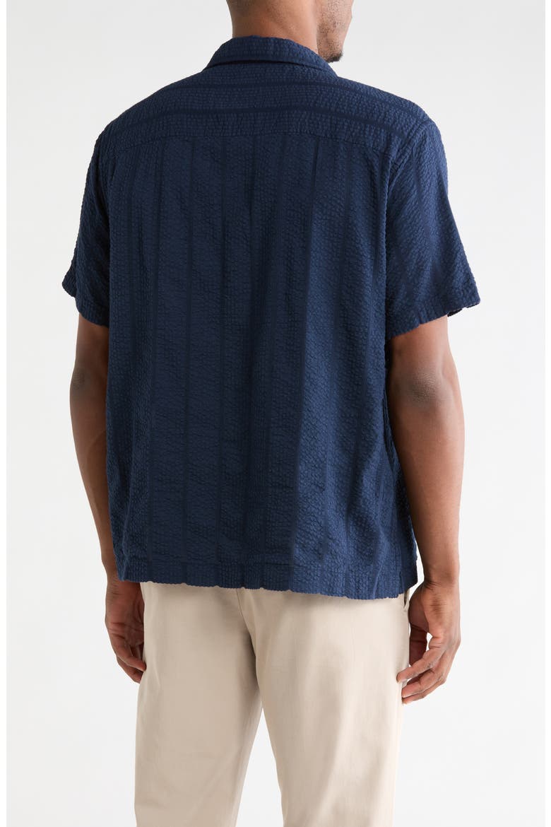 Short Sleeve Seersucker Café Shirt, Alternate, color, NAVY STILL