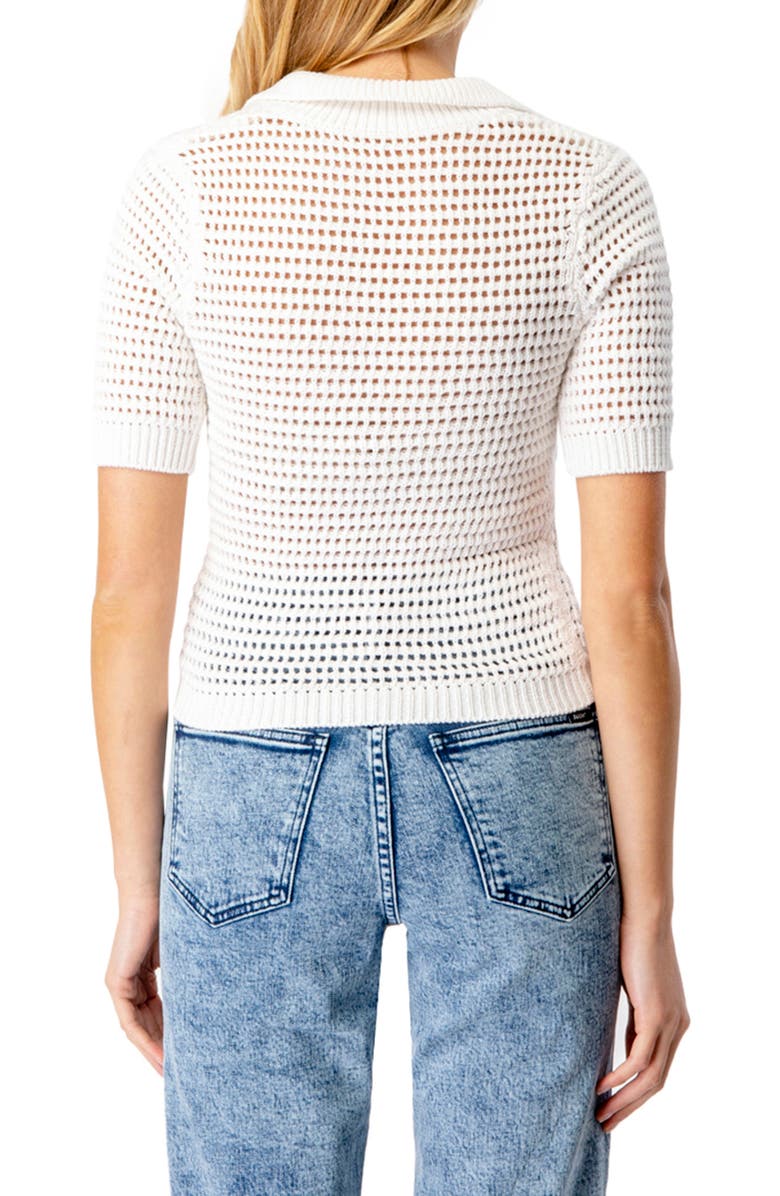 Bardot Davina Open Stitch Knit Polo, Alternate, color, 