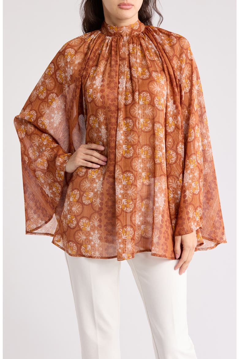 Sheer Bell Sleeve Top, Main, color, RUST