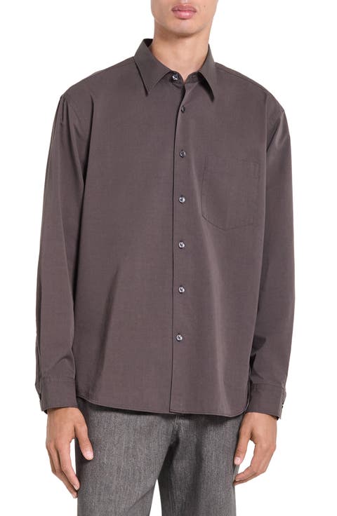 Weekend Solid Cotton Blend Button-Up Shirt