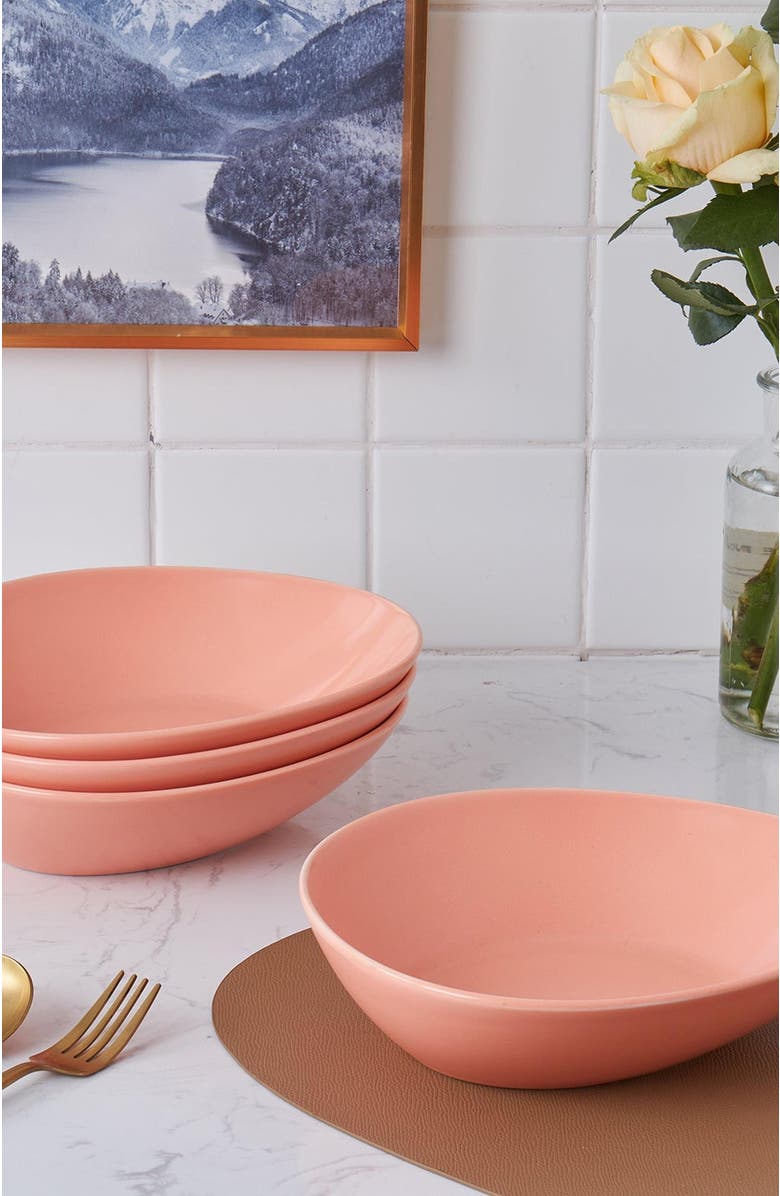 Stone Lain Delilah Porcelain 6-Piece Pasta Bowl Set, Alternate, color, Terracotta