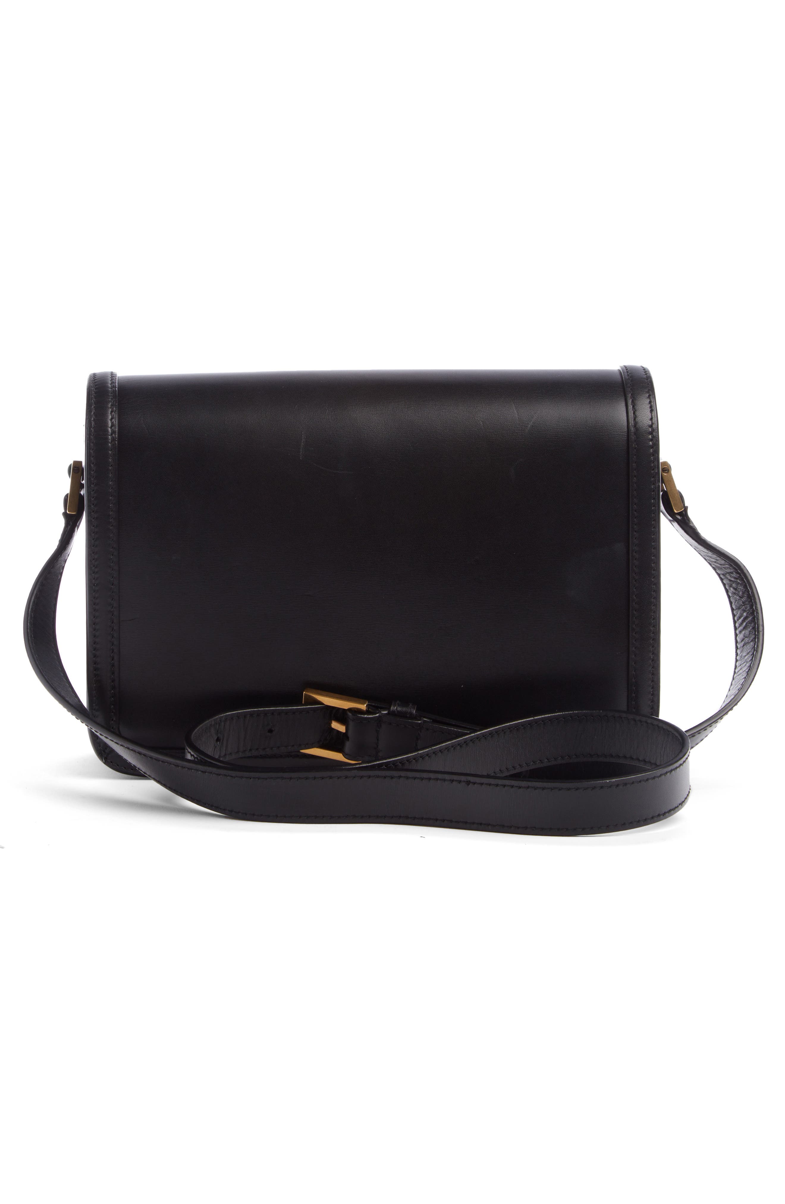 Medium Solferino Leather Shoulder Bag, Alternate, color, NOIR