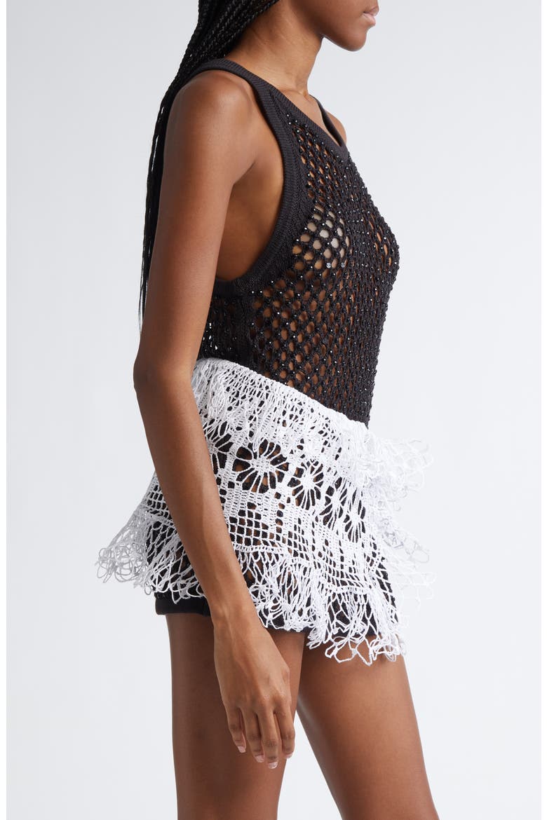 Trinity Marina Crystal Embellished Open Knit Sweater Tank, Alternate, color, BLACK