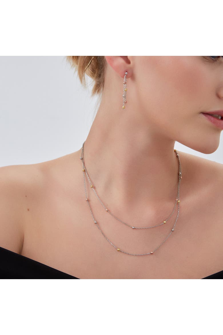 Dorissa Multicolour Sterling Silver Beaded Double Necklace, Alternate, color, Gold