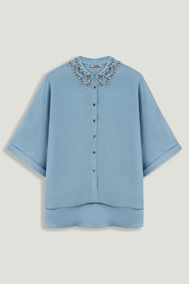 Accessory Collar Detail Shirt, Alternate, color, Blue