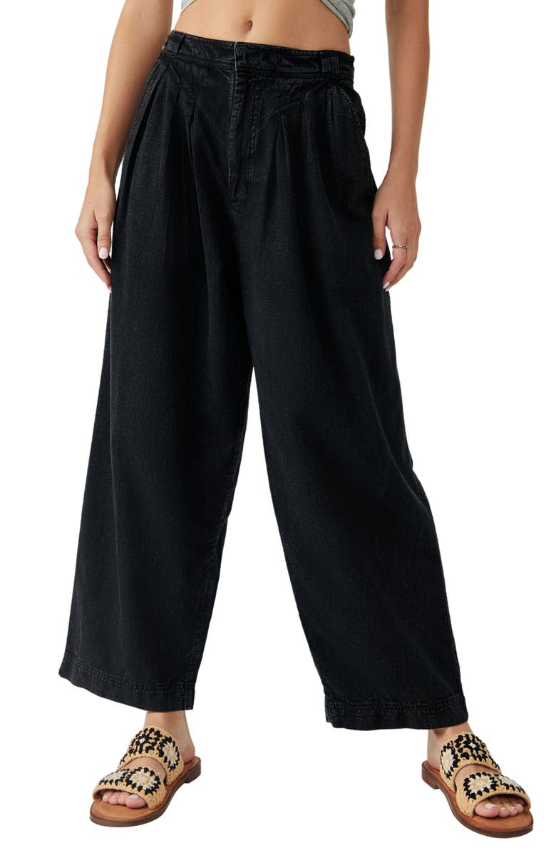 Free People Lotta Love Pleated Wide Leg Cotton Pants, Main, color, 