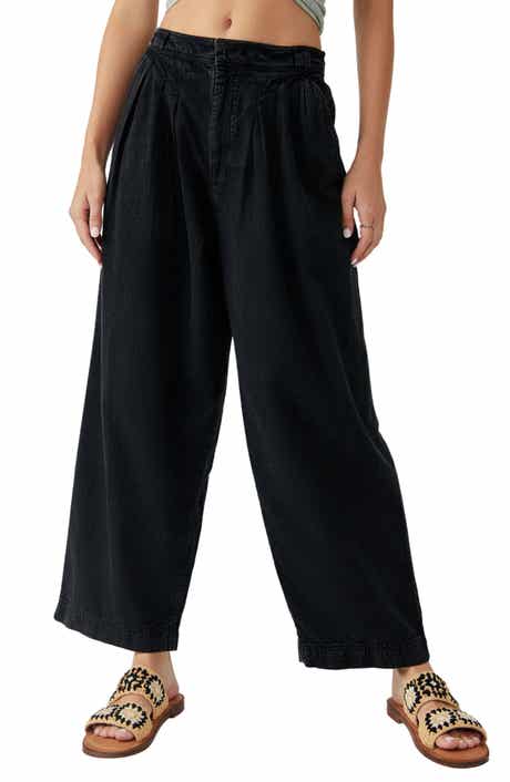 Free People Lotta Love Pleated Wide Leg Cotton Pants