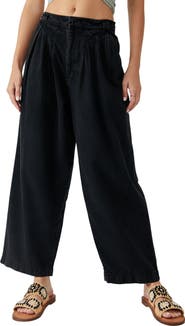 Free People Lotta Love Pleated Wide Leg Cotton Pants