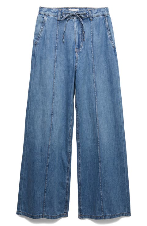 Floppy Pintuck Wide Leg Jeans