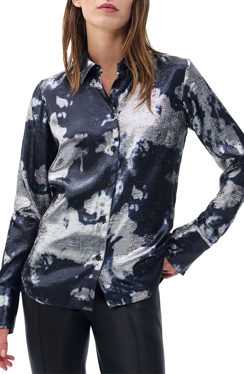 rag & bone Yvette Slim Fit Button-Up Shirt, Main, color, Silver Multi