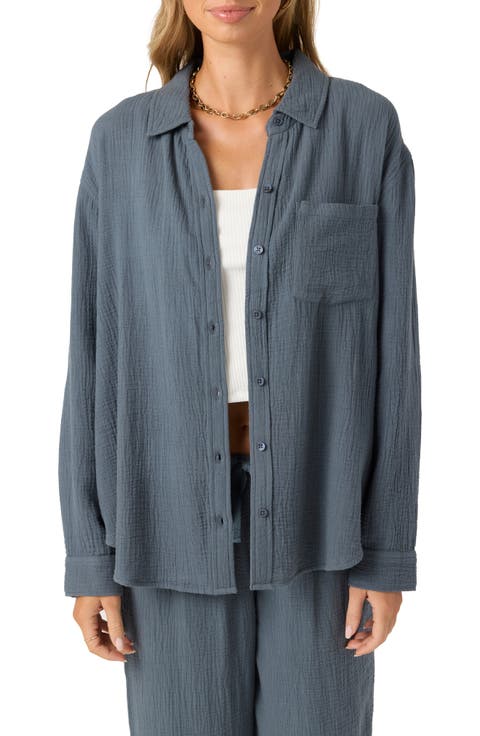 Leni Oversize Cotton Gauze Button-Up Shirt