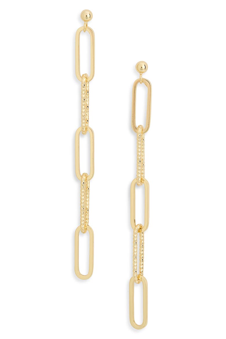 Paperclip Link Drop Earrings, Main, color, GOLD
