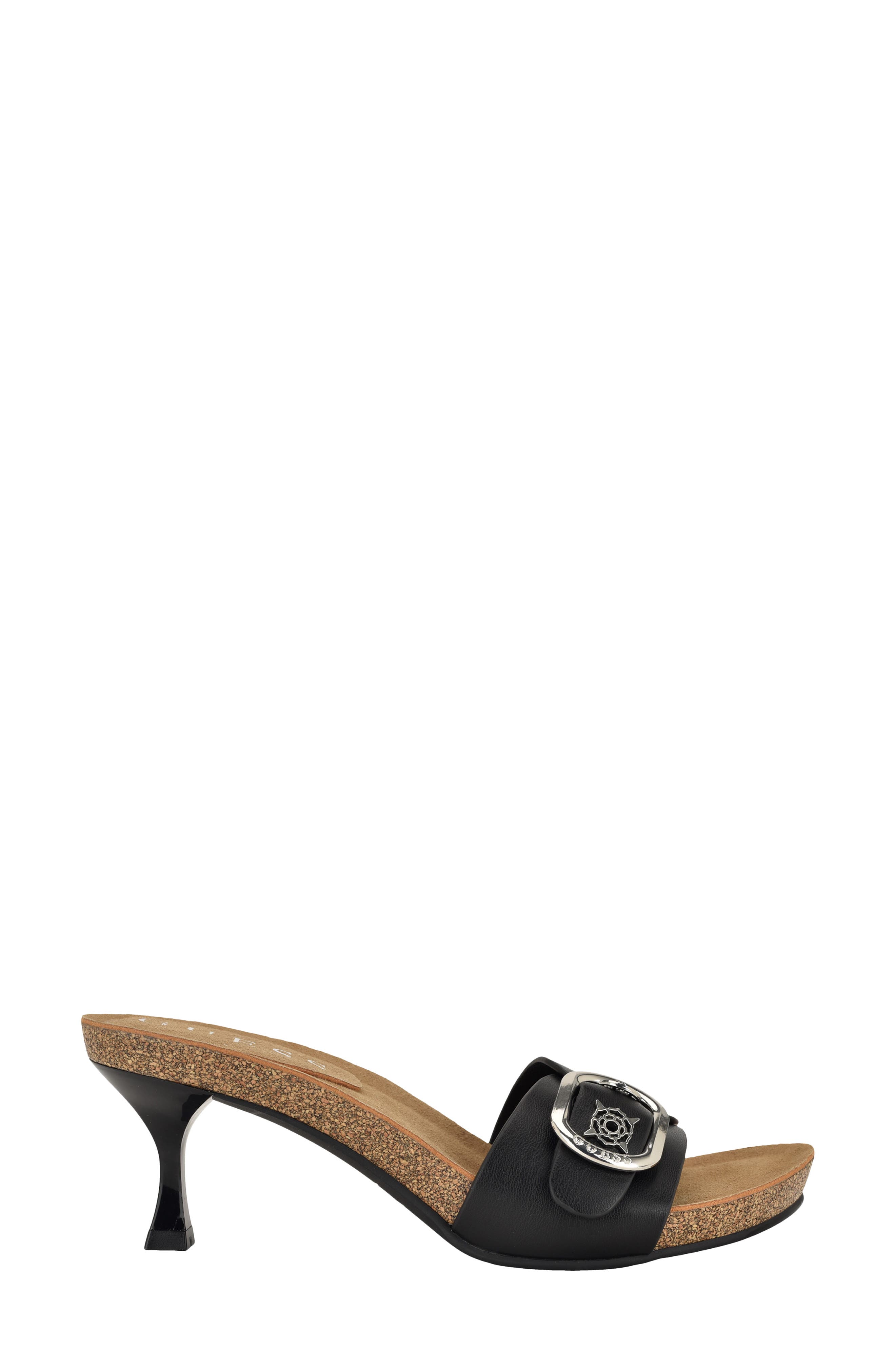GUESS Dexta Buckle Strap Sandal, Alternate, color, Black