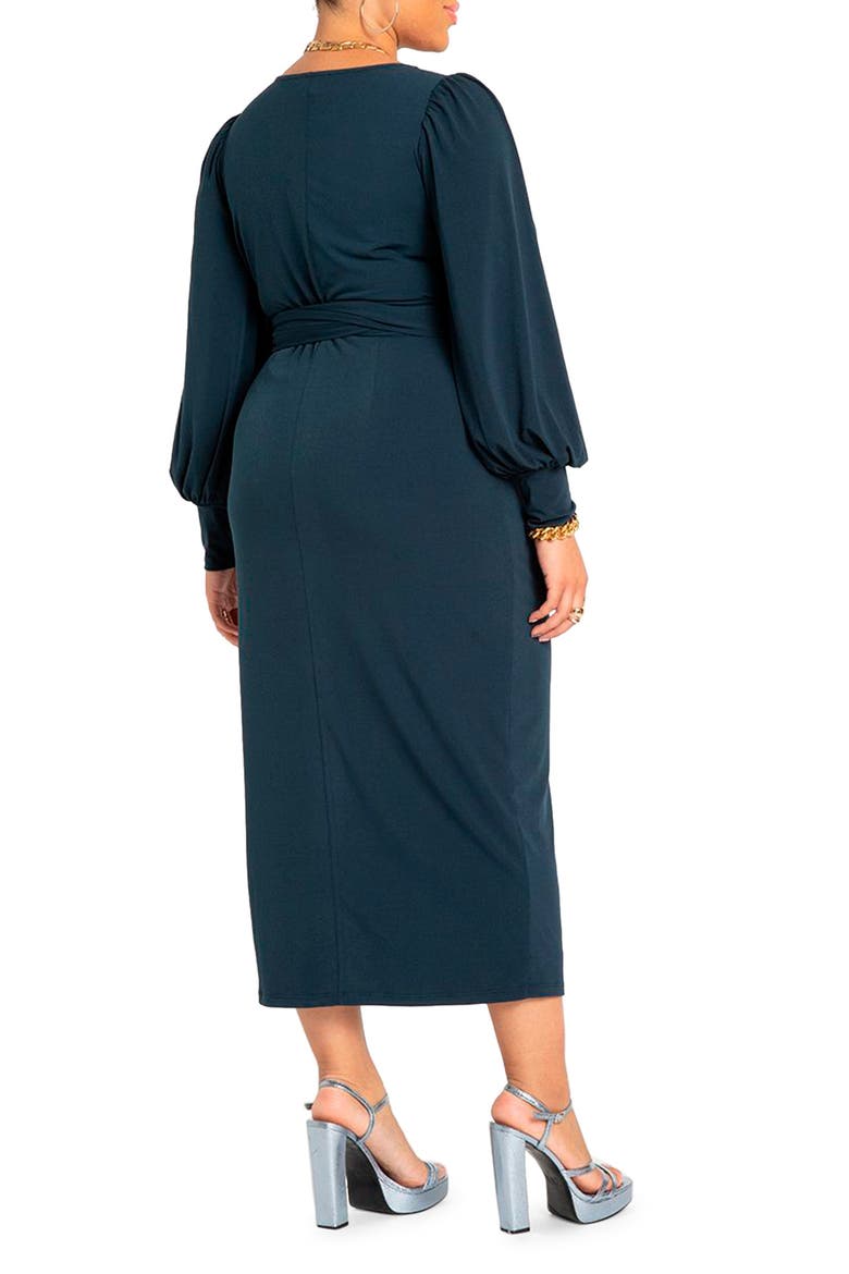 Cross Front Belted Knit Midi Dress, Alternate, color, CARBON