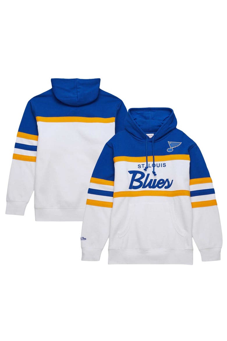 Men's Mitchell & Ness White/Blue St. Louis Blues Head Coach Pullover Hoodie, Alternate, color, White
