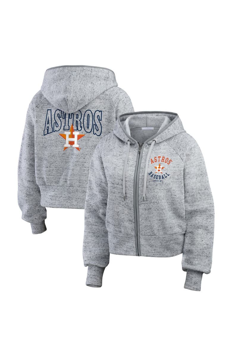 WEAR by Erin Andrews Women's WEAR by Erin Andrews Heather Gray Houston Astros Speckled Fleece Cropped Full-Zip Hoodie, Main, color, Heather Gray